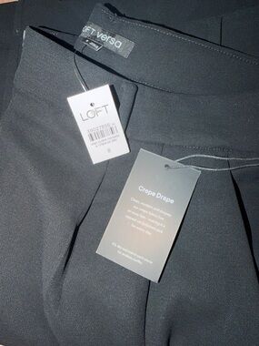 LOFT Black Crepe Drape Pants